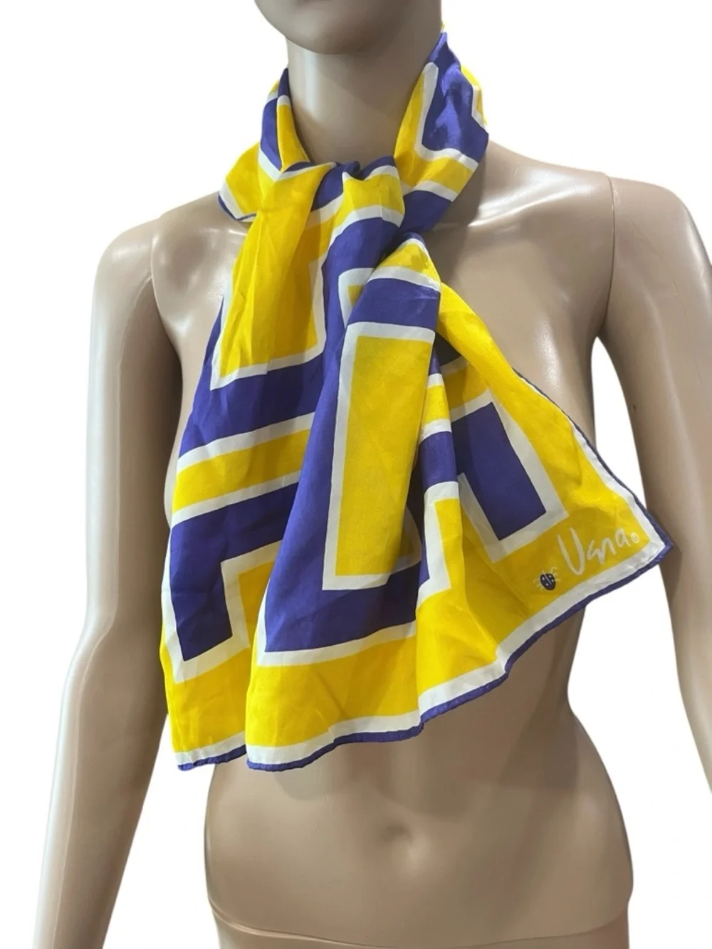 Vera ladybug Yellow and Purple Geometric Silk Scarf